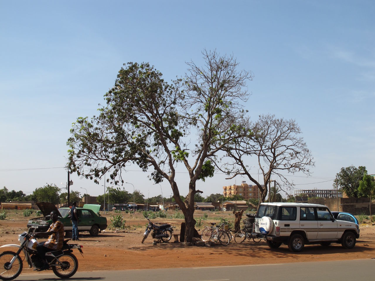In Ouaga finden sich auch im Zentrum immer wieder große Freiflächen, die Wohnviertel liegen eher in einem Ring ums Zentrum.